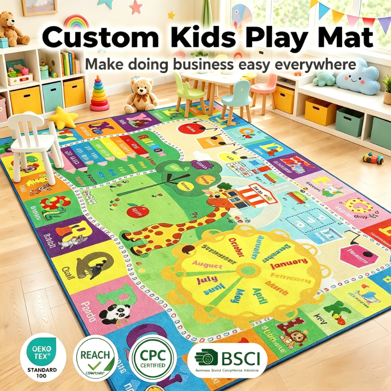 Best Price Children's Rug Nylon Rubber Mat Indoor Printed Pattern Kids Room Rug