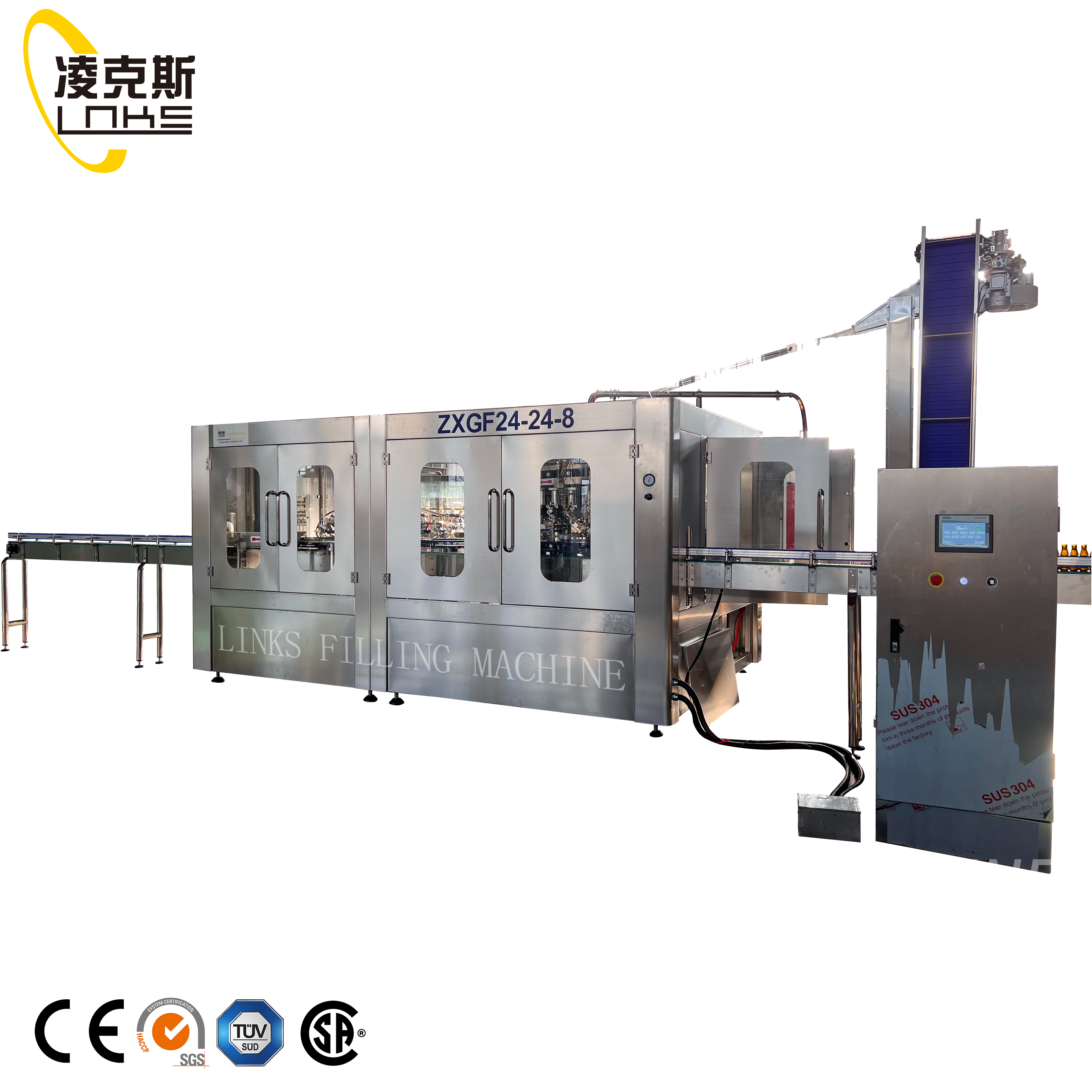 Fully Auto Glass Bottle CSD Filling Line Carbonated Water Cola Beverage Bottling Machine