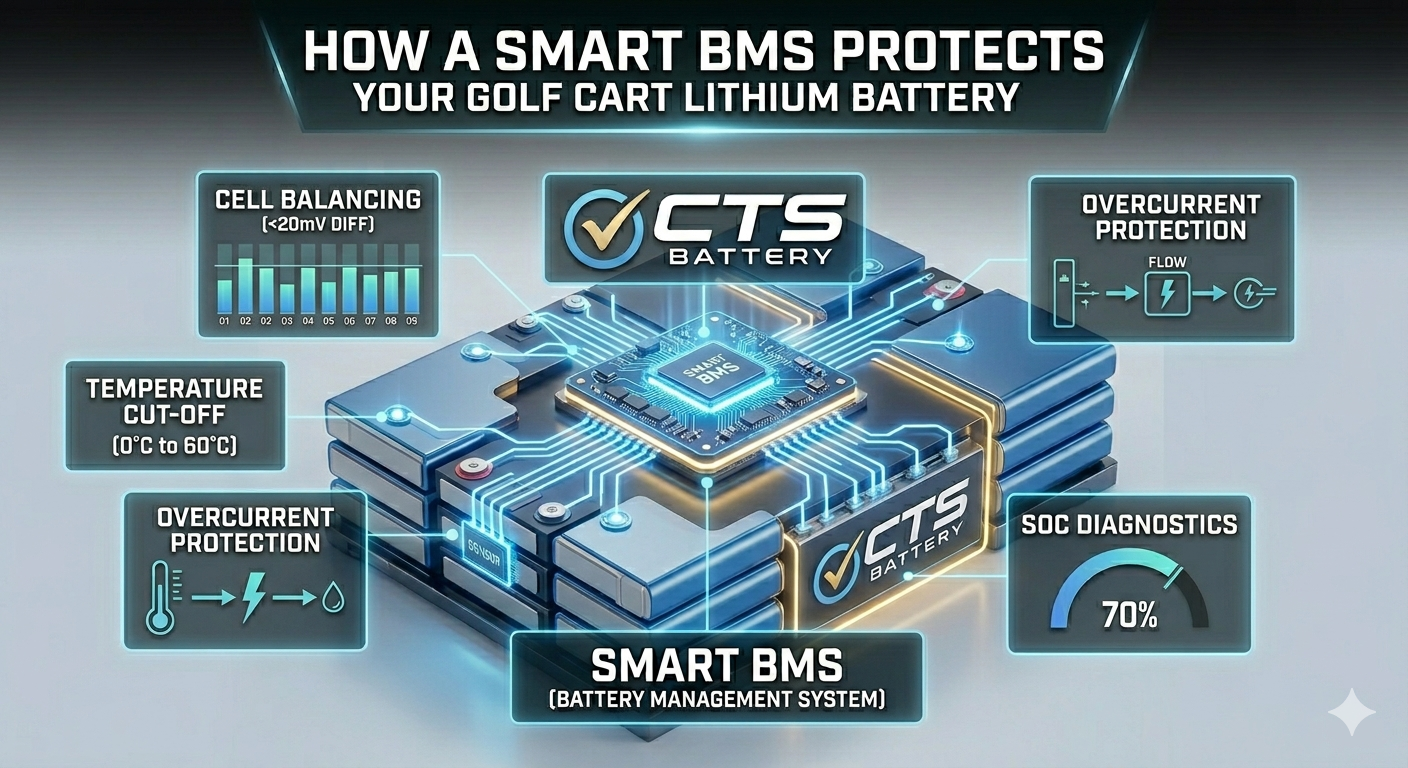 Come un BMS intelligente protegge la batteria al litio per il tuo carrello da golf? Un'analisi tecnica approfondita