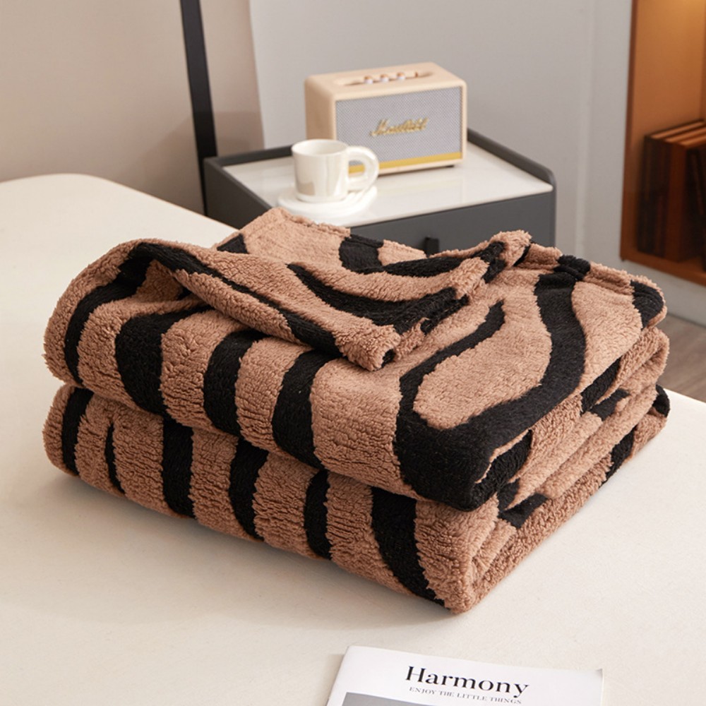 Brown Leaf print Sherpa Blanket Cozy Throw
