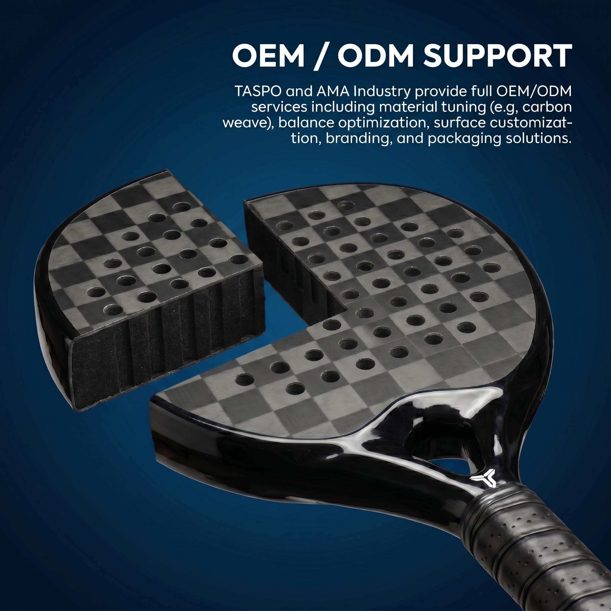 Taspo Apex Pro X Padel Racket - 18K Carbon Fiber Diamond Shape with Black EVA for Pro Players