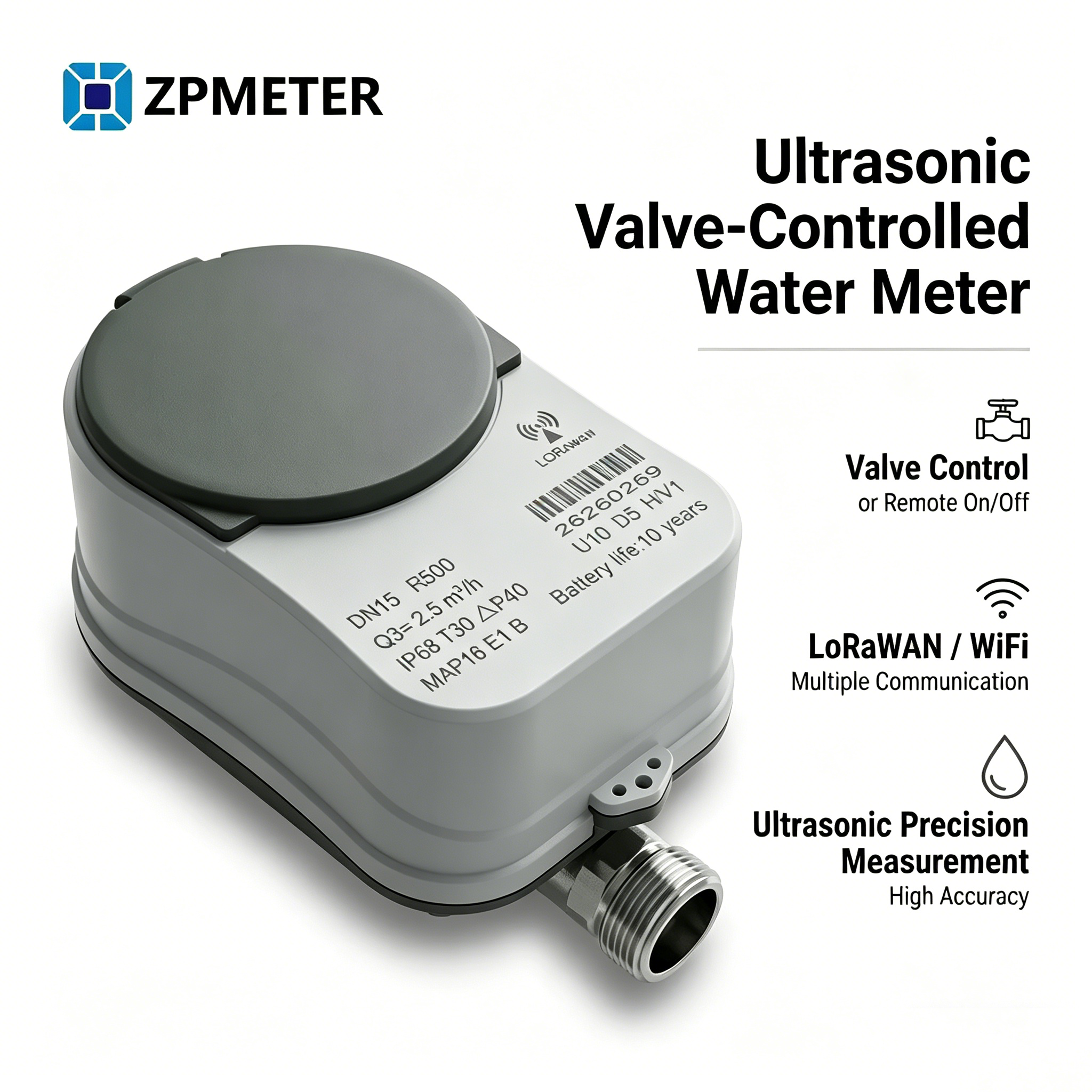 Valve Control Ultrasonic Water Meter 515A