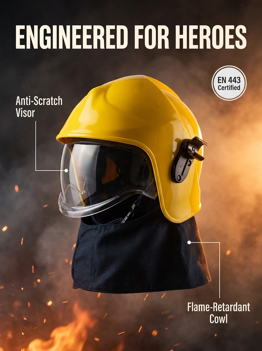 CASQUE D'INCENDIE ANBEN FIRE EN MATIÈRE ABS POUR FORMATION, STYLE EUROPÉEN COMPLET (AB-PC/F1)