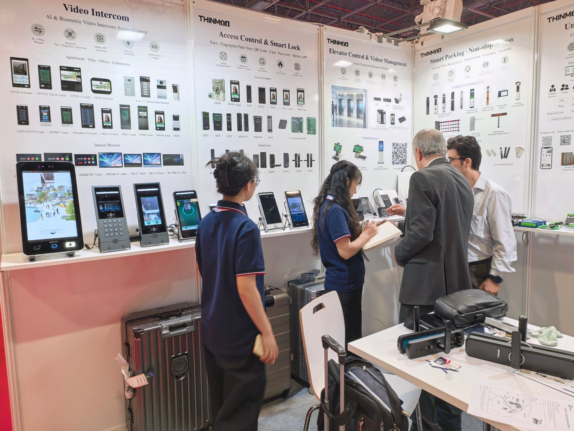 Full product wall display at the booth