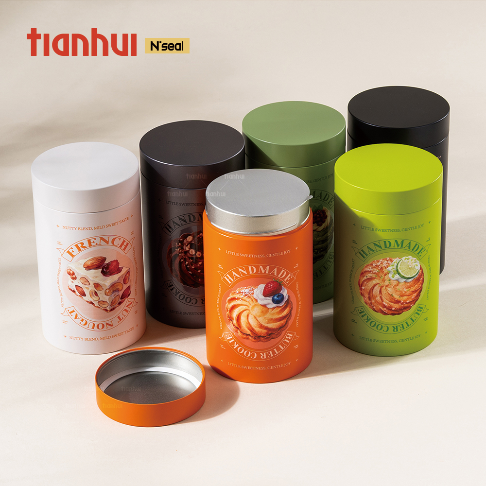 Tianhui Screw Top Cookies Tins Custom Metal Packaging Cans for Chocolate, Candy and Confectionery Storage