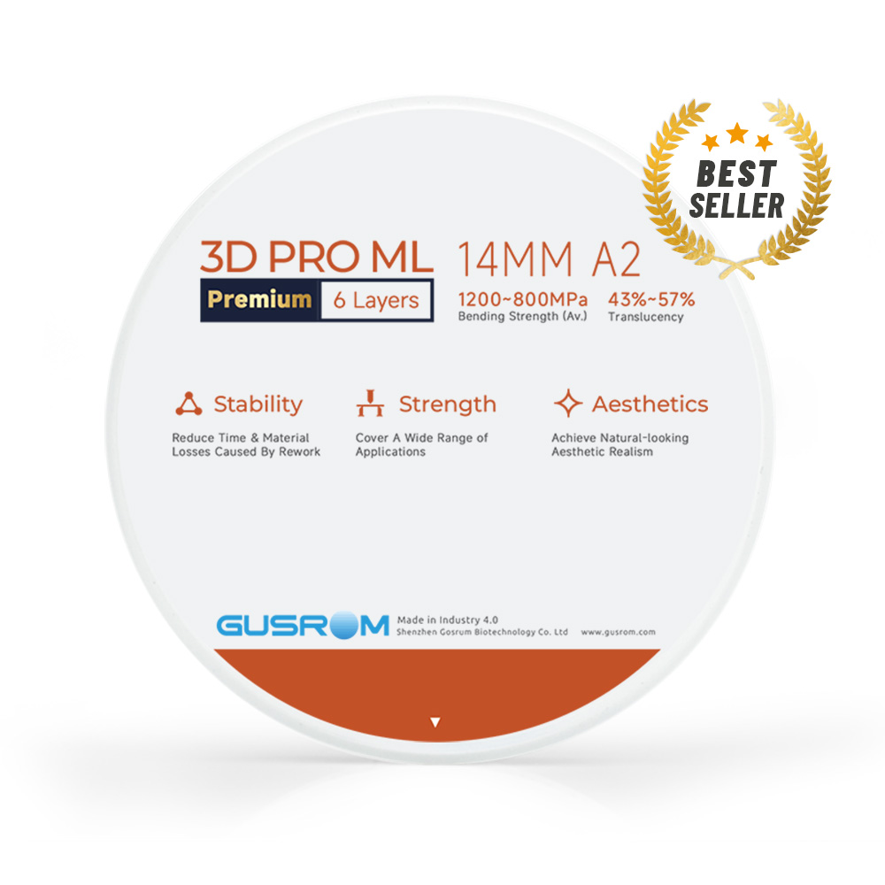 Gusrom 3D PRO ML Premium Zirkonia Blok - Pro hromadnou výrobu zubních mostů