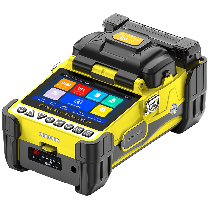 COMPTYCO AUA-15F Mini Fiber Fusion Splicer 6 Core Alignment Motors Touch Screen OPM VFL 10 Languages 5000mAh for FTTH Network