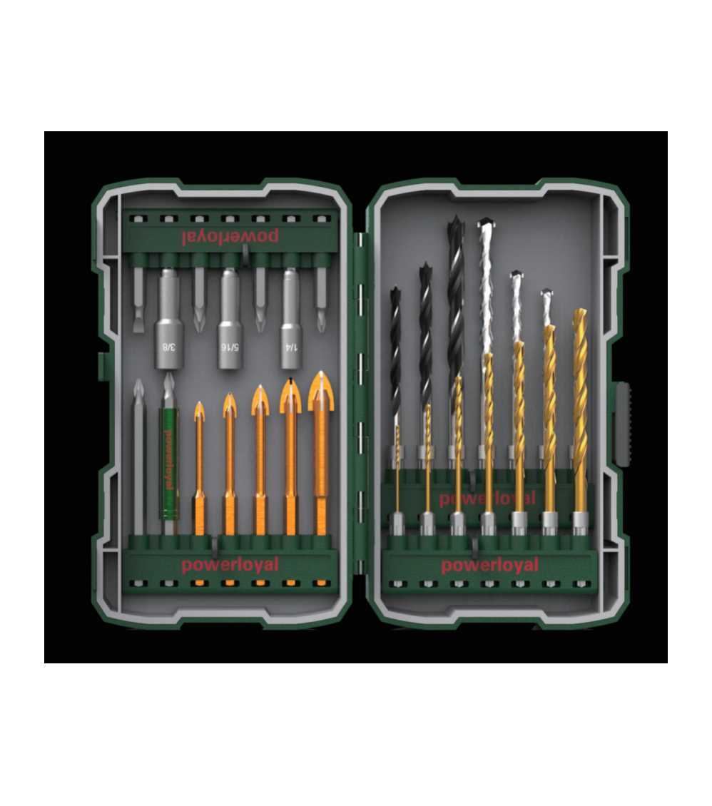 סט POWERLOYAL של 29 כריכות לקליעת חורים ולנעילת ברגים — סט רב-חומר