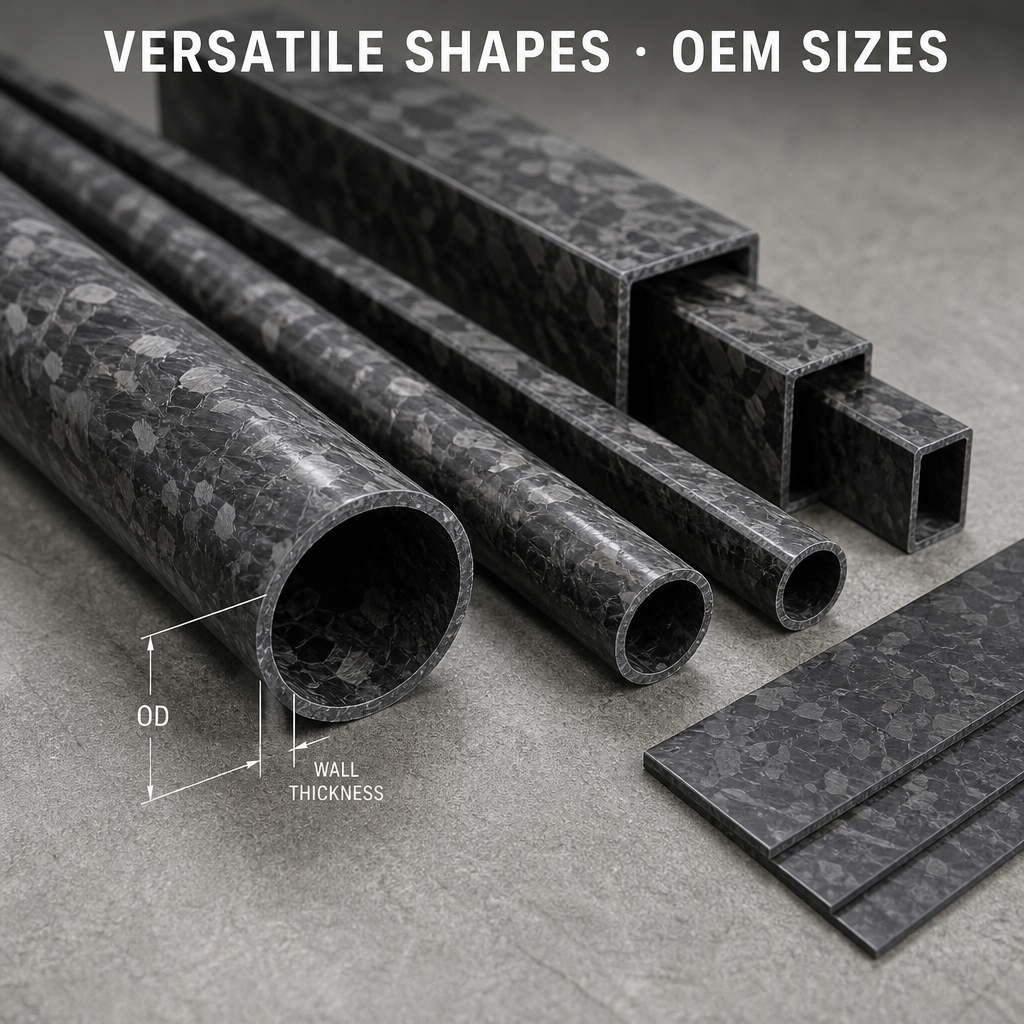 Forged Carbon Fiber Tube - Unique Marble Texture High-Impact Resistant Pipe for Sports Gear | Premium Aesthetic UHM Carbon Manufacturer