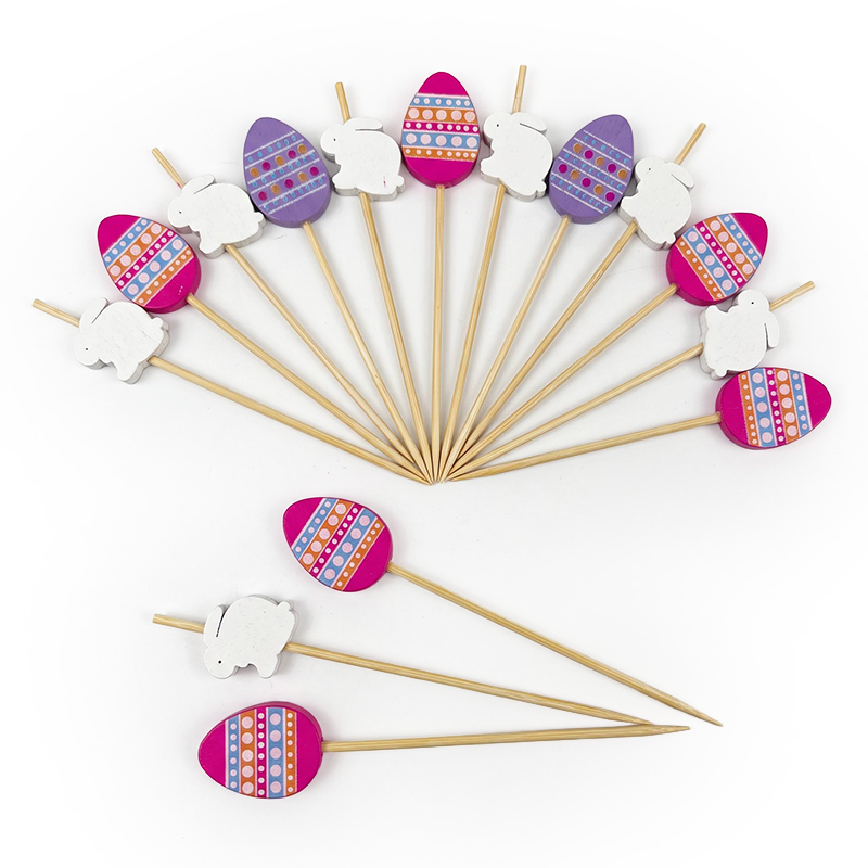 Bastoncino per spiedini in bambù con coniglietto di Pasqua e uovo di Pasqua, 5,31
