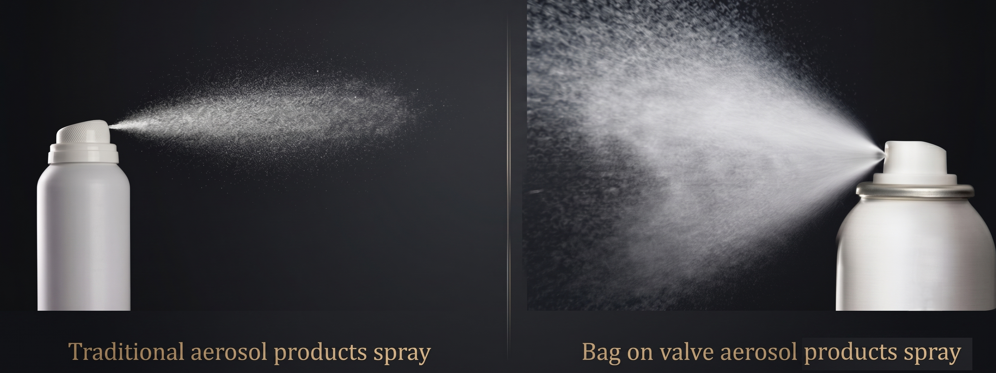 BOV aerosol cans spraying perfectly upside down compared to traditional cans.