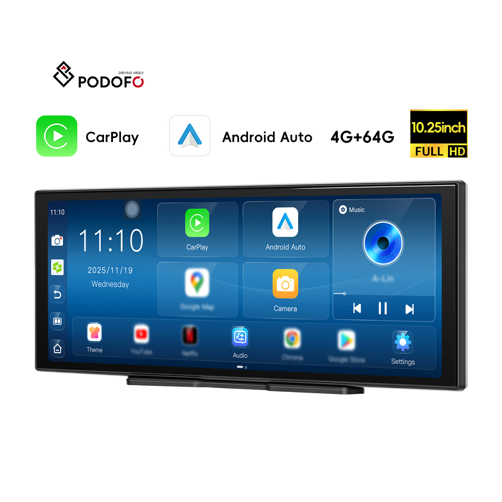 Podofo Display Iż-Żda Ħajji b’Android CarPlay għall-karozza, b’8-kurri, 4+64 GB, CarPlay ħajji u Android Auto ħajji, WiFi, GPS, trasmettitur FM, fabbrikat mill-fabbrika oriġinali (OEM) u disinnat għall-produzzjoni (ODM), għall-biża’ f’kumpaniji, A4509