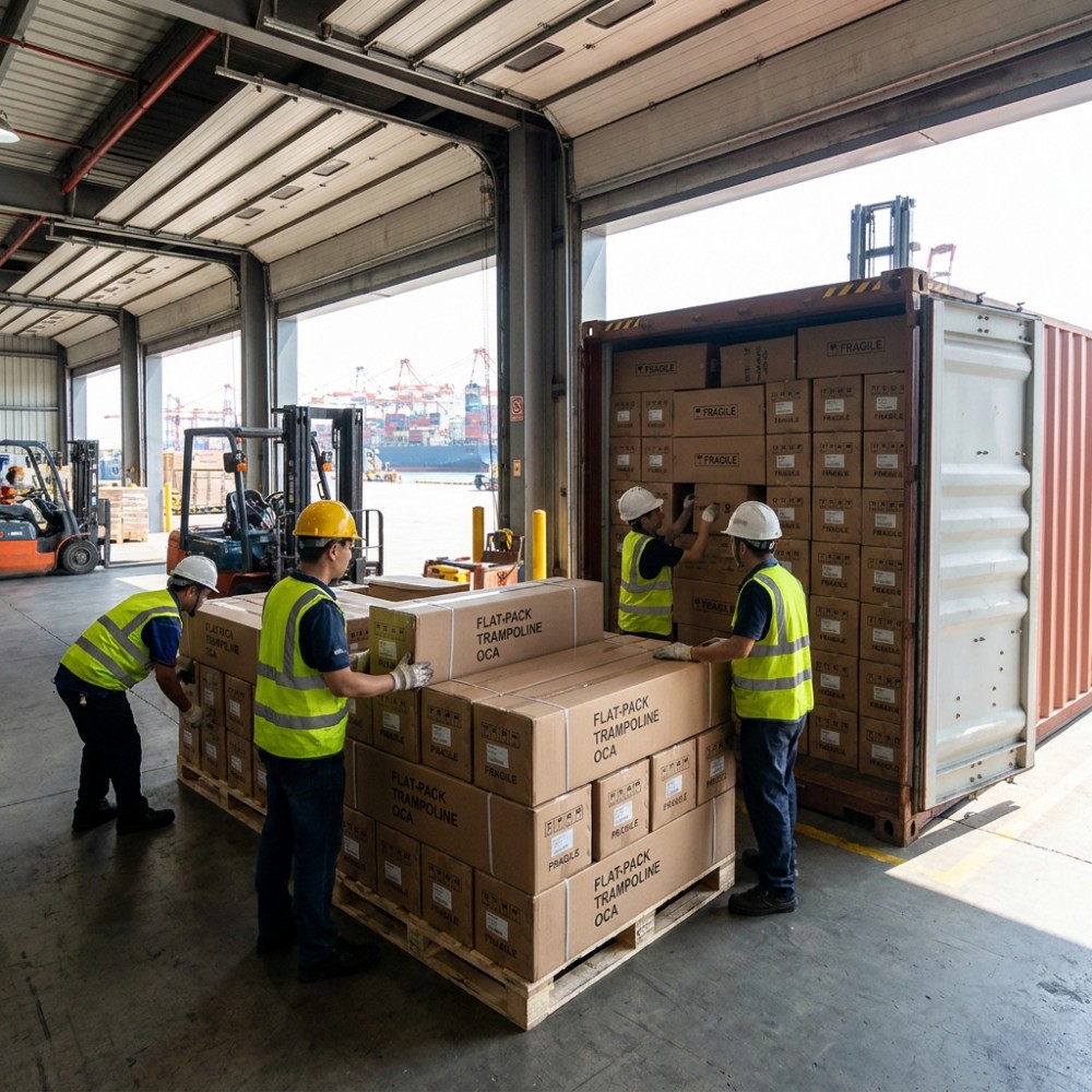 verzending van trampolines uit China naar Rusland — 40HQ-lading, levertijden en Incoterms