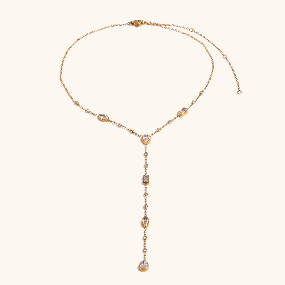 Summer Zircon Tassel Chain Necklace