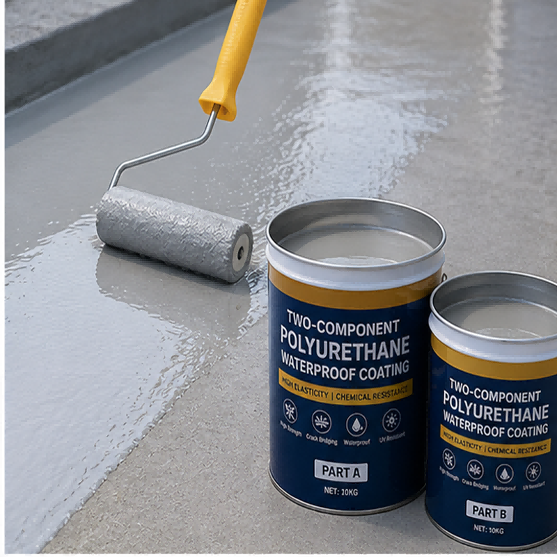 Two-Component PU Waterproof Coating — Type I · 1:1 Mix · ≥92% Solid · −35°C Rated · B₂-E