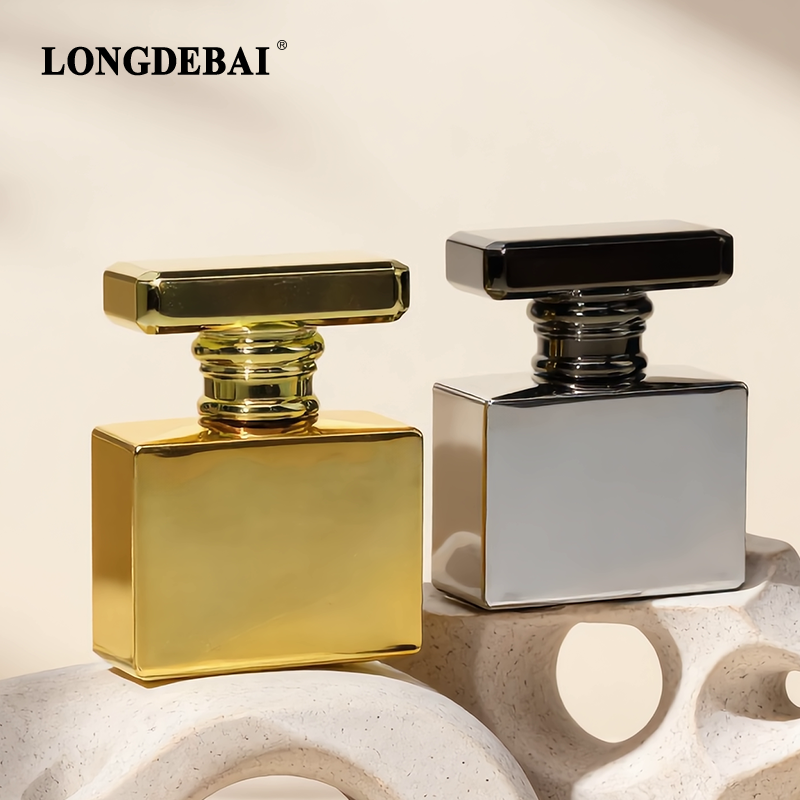 Bottli ta' parfum bil-glass b'għamla tal-auru bil-elettroplating, għall-biżness, ta' 30ml, 50ml, u 100ml