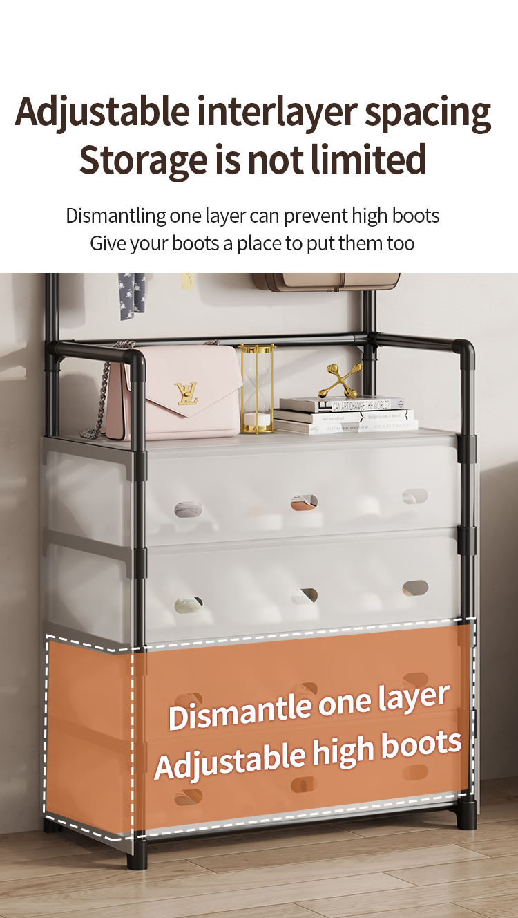 étagère à chaussures et chapeaux autoportante à 5 niveaux, organisateur de rangement multifonctionnel