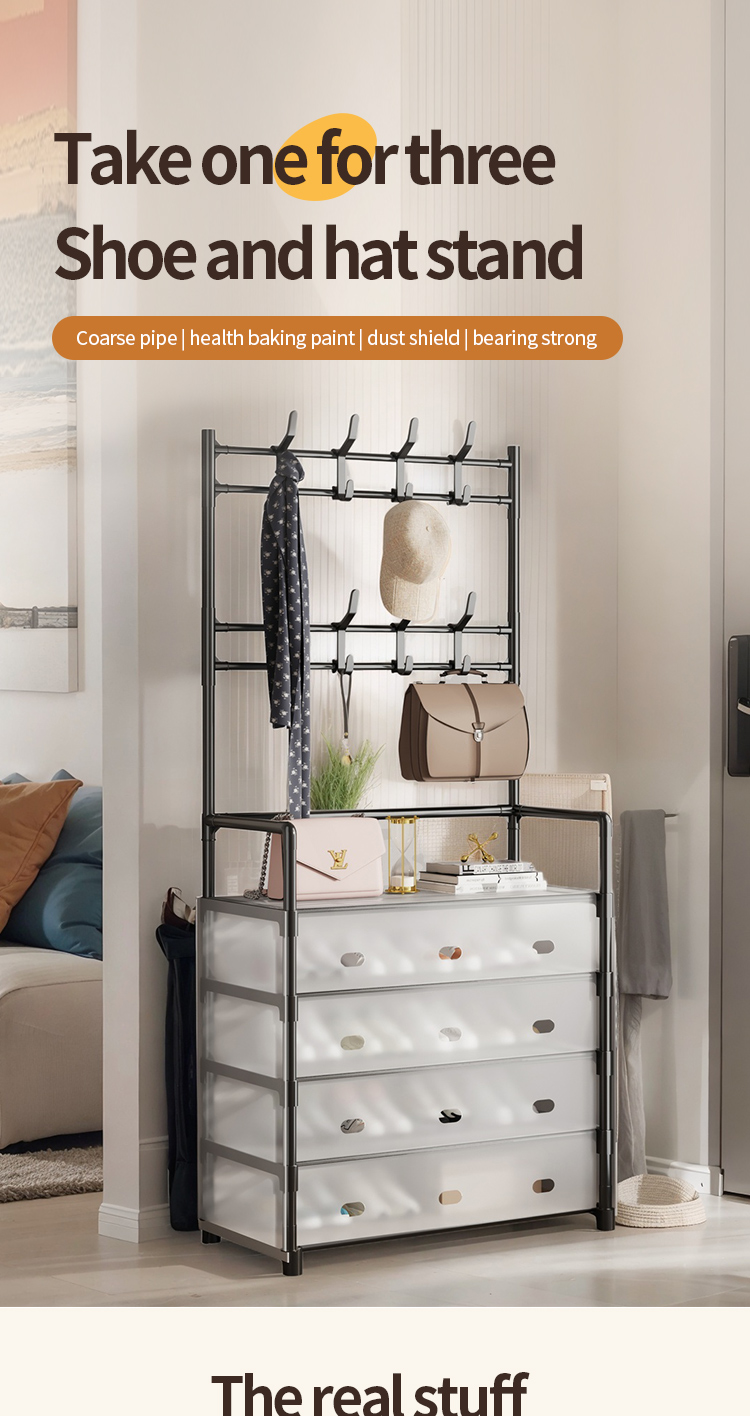étagère à chaussures et chapeaux autoportante à 5 niveaux, organisateur de rangement multifonctionnel