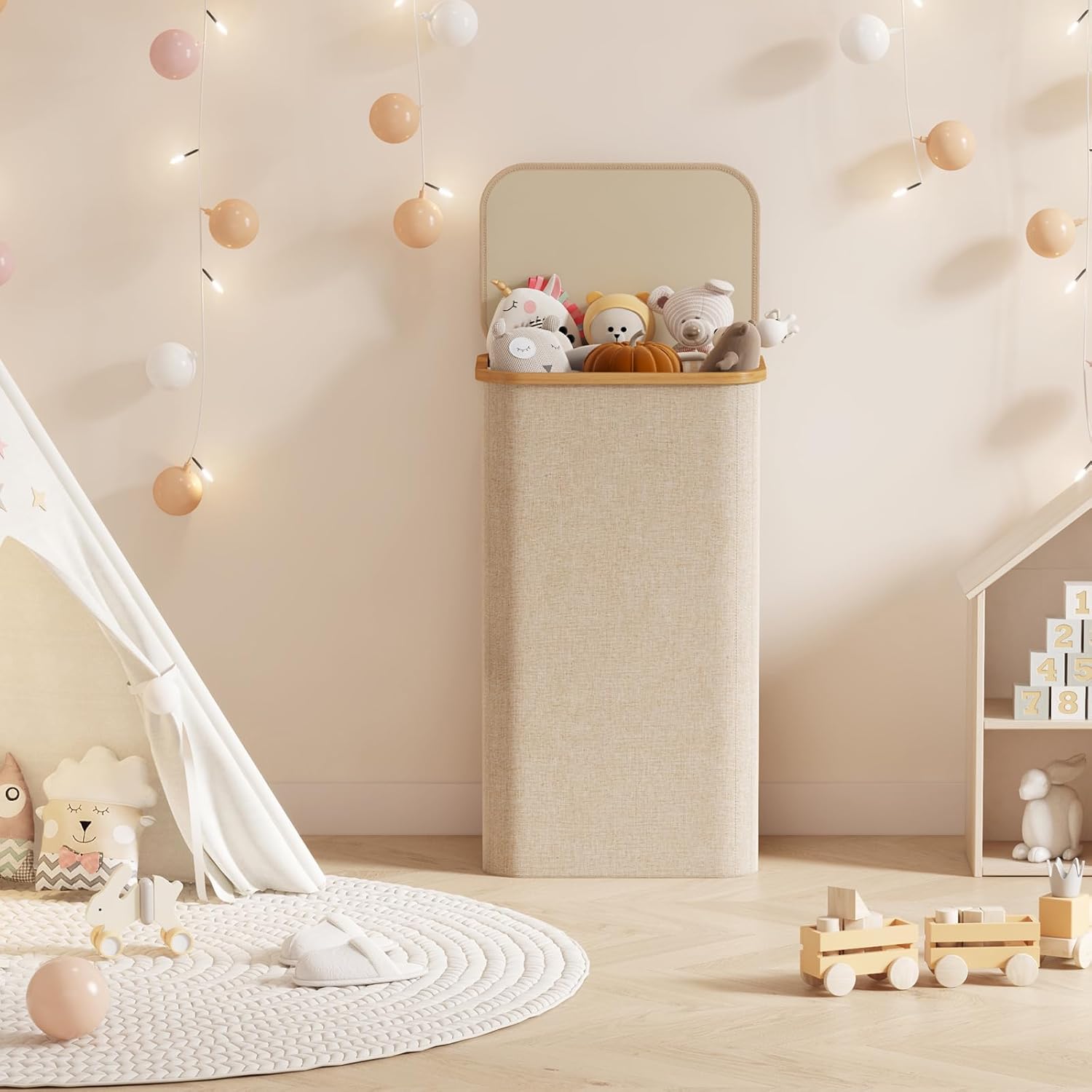 Panier à linge pliable minimaliste avec couvercle