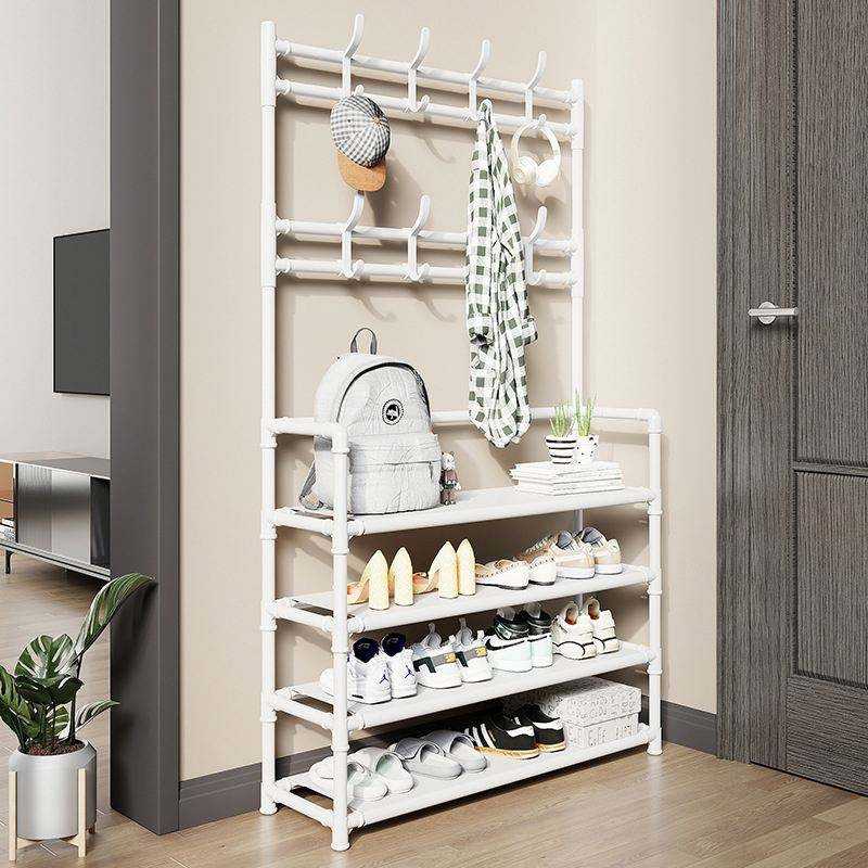 porte-manteaux et porte-chaussures pliable à 5 niveaux, avec crochets, étagère organisatrice pour chambre ou entrée