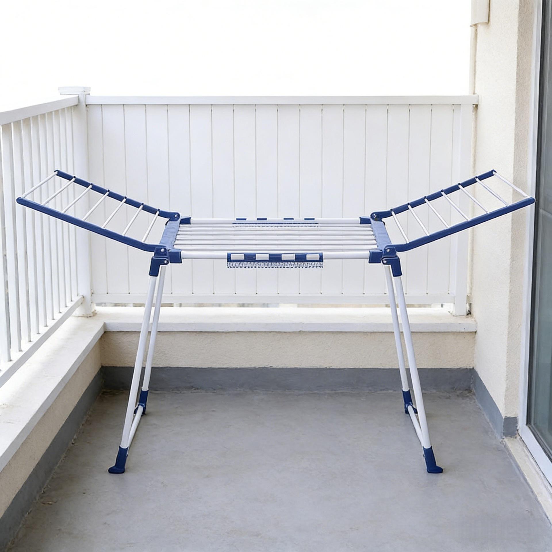 Porte-serviettes pliable à deux ailes en fer, séchoir extérieur robuste autonome