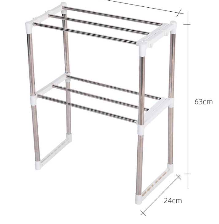 Étagère de rangement de cuisine pliable à double couche réglable en acier inoxydable