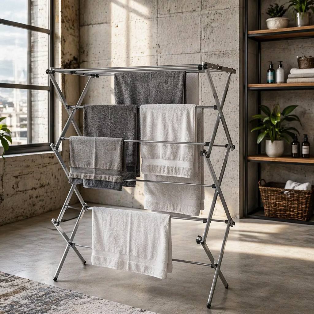 Étendoir à linge pliable à plusieurs niveaux, gain de place, sur pied, pour le séchage des vêtements