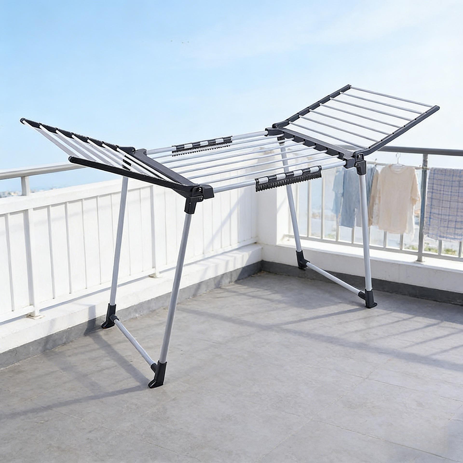 Porte-serviettes pliable à deux ailes en fer, séchoir extérieur robuste autonome