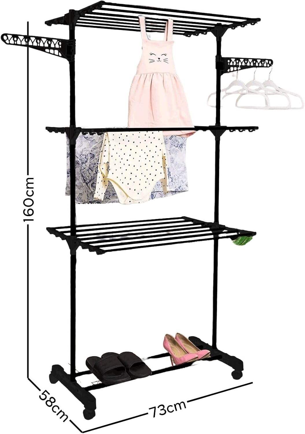 Grand séchoir à linge extensible et réglable