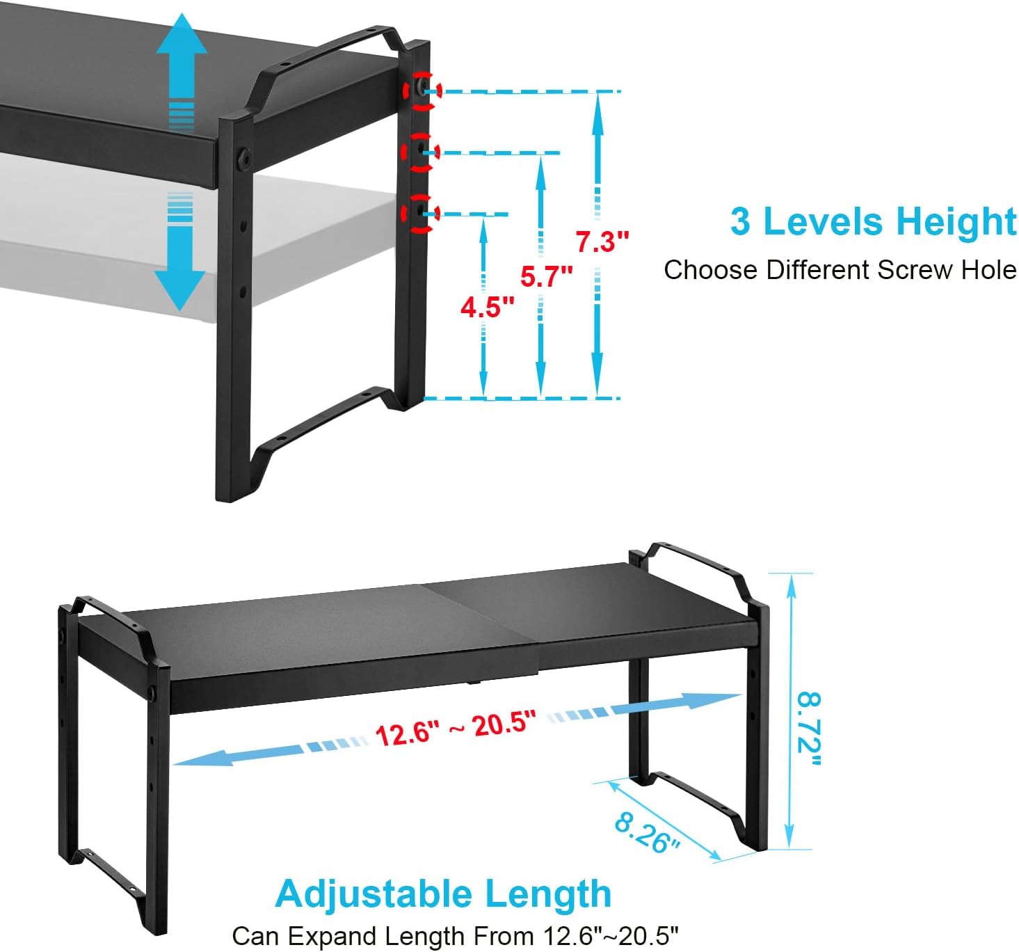 support debout réglable pour plan de travail de cuisine en deux niveaux, armoire pour placard, étagère à épices