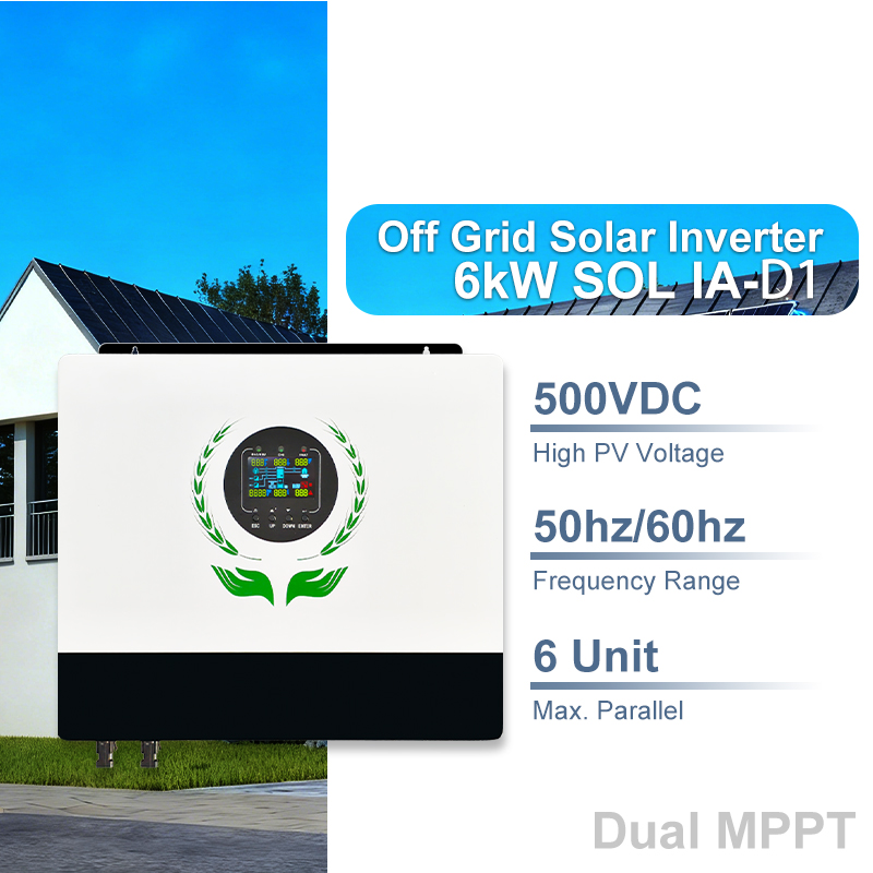 OFF GRID SOLAR INVERTER 6KW MPPT Range & Operating Voltage 120VDC ~ 450VDC Plug-and-play PV interface Pure sine wave Supports up to 6 units in parallel