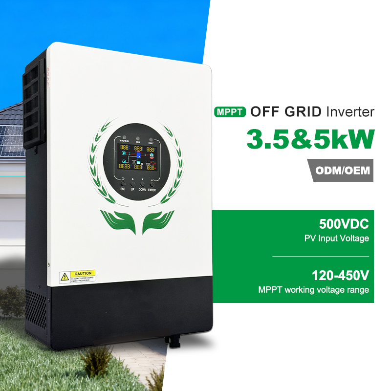 OFF GRID SOLAR INVERTER 3.5KW/5KW Maximum PV input voltage 500VDC Work with or without battery Supports up to 9 units in parallel