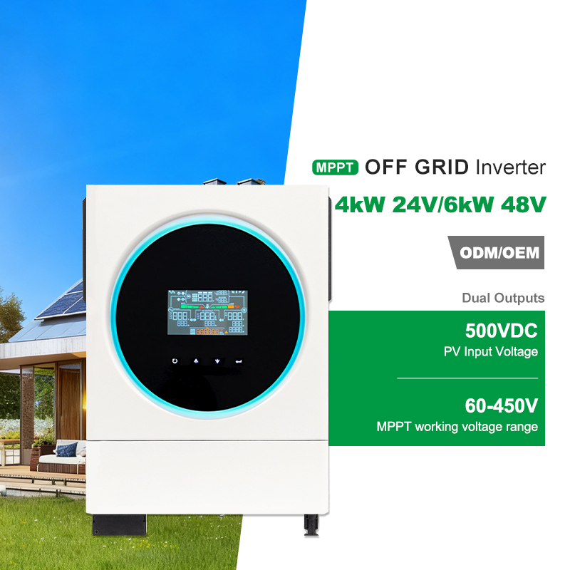 Scalable Commercial MINVON OFF GRID SOLAR INVERTER 4KW/6KW Reserved communication port for BMS Maximum PV input current 27A for home and commercial usage