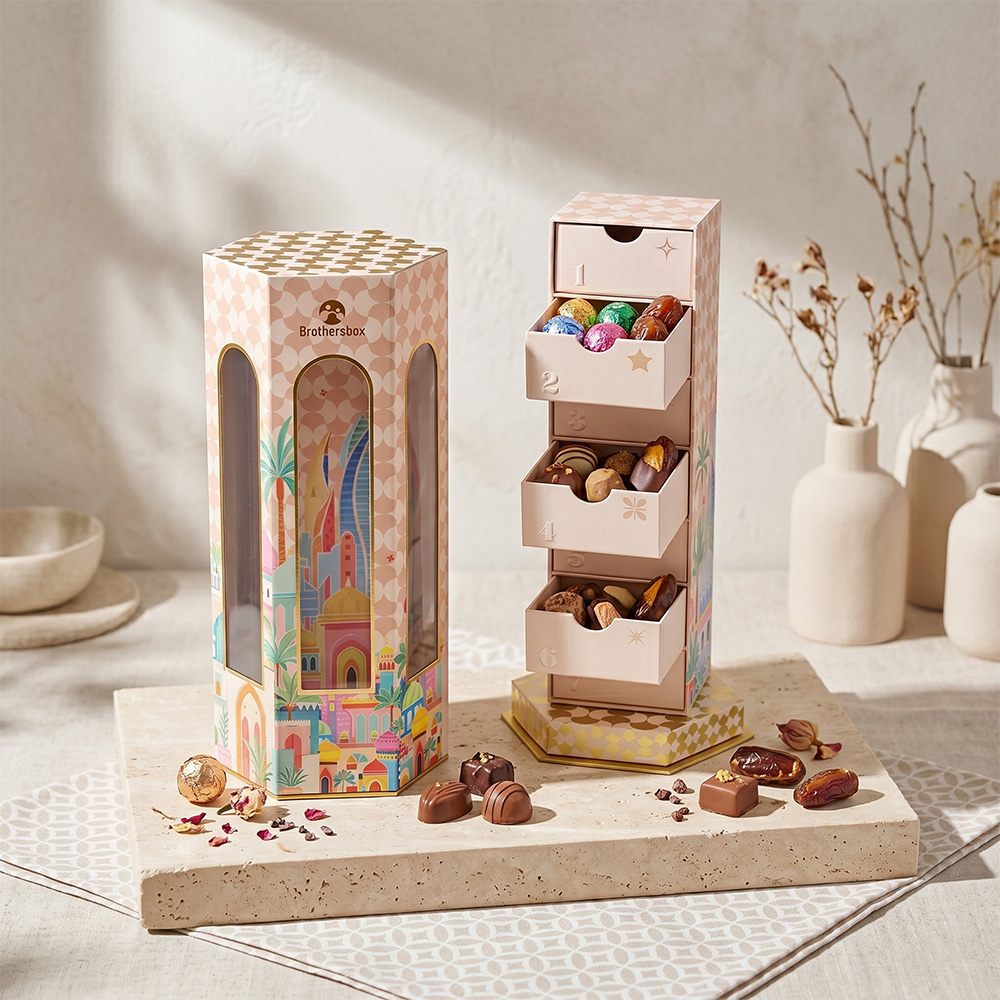 Hộp Lịch Đếm Ngược Sô cô la Ramadan 7 Ngày Phong Cách Trung Đông Tùy chỉnh