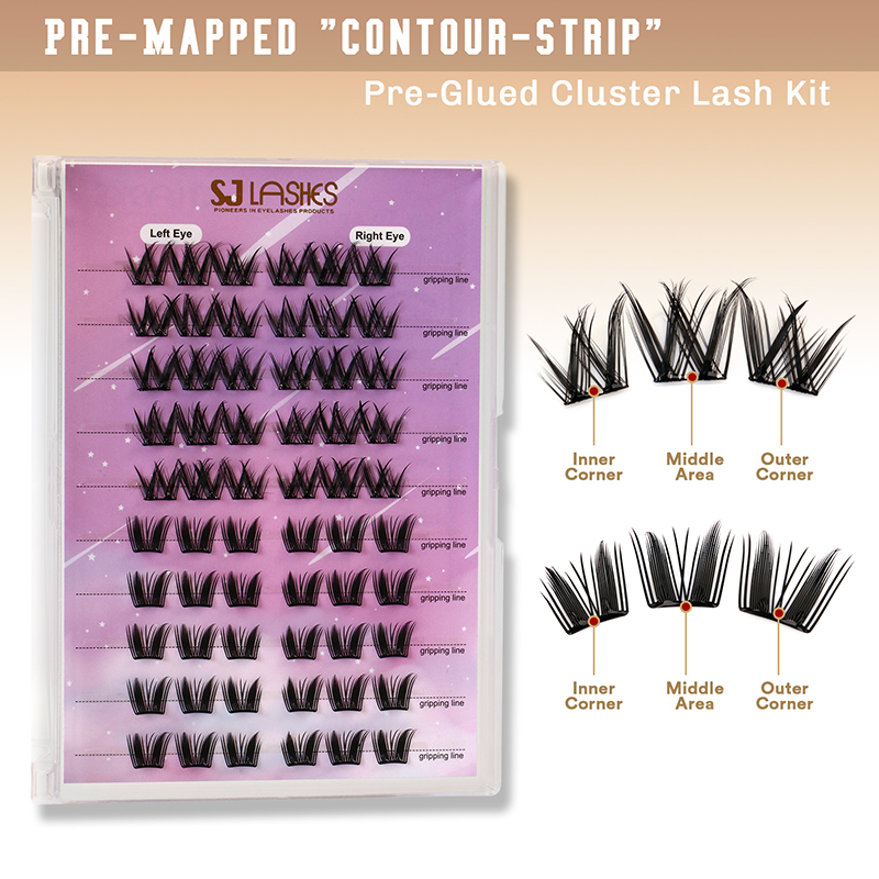 SJ LASHES DIY Cluster Lash Kit: 10-Pair Pre-Mapped 