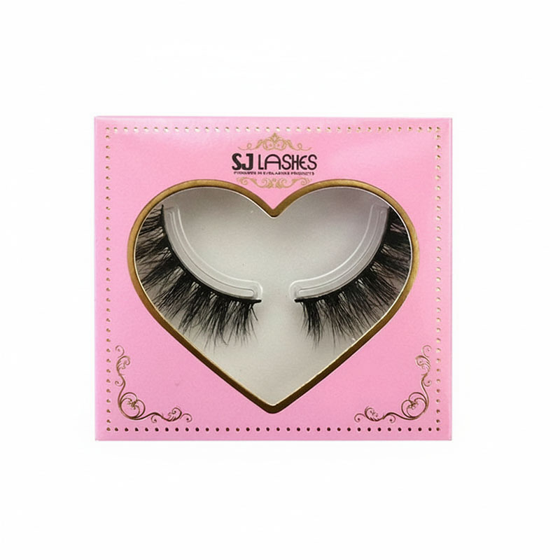 SJ LASHES Factory Wholesale Luxury Square Eyelash Paper Box | Custom Logo Private Label Heart-shaped Window Lash Case with Gold Stamping OEM/ODM