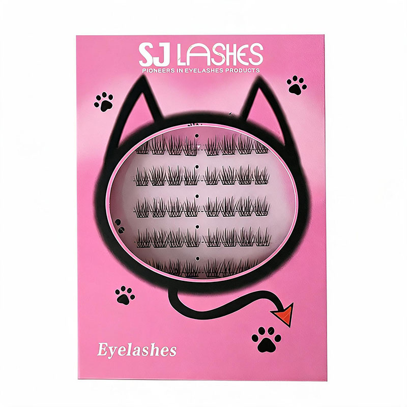 SJ LASHES Factory Wholesale Creative Cat Shape Segmented Eyelash Paper Box | Custom Logo Private Label Multi-pair Lash Case with Window OEM/ODM 
