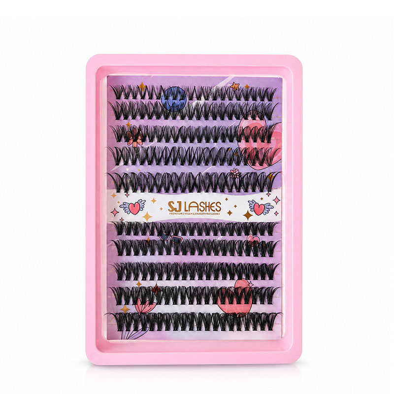 SJ LASHES Factory Wholesale Romantic Sweetheart Series 10-Row Cluster Lash Card | Custom Logo Private Label Multi-length DIY Eyelash Packaging OEM/ODM