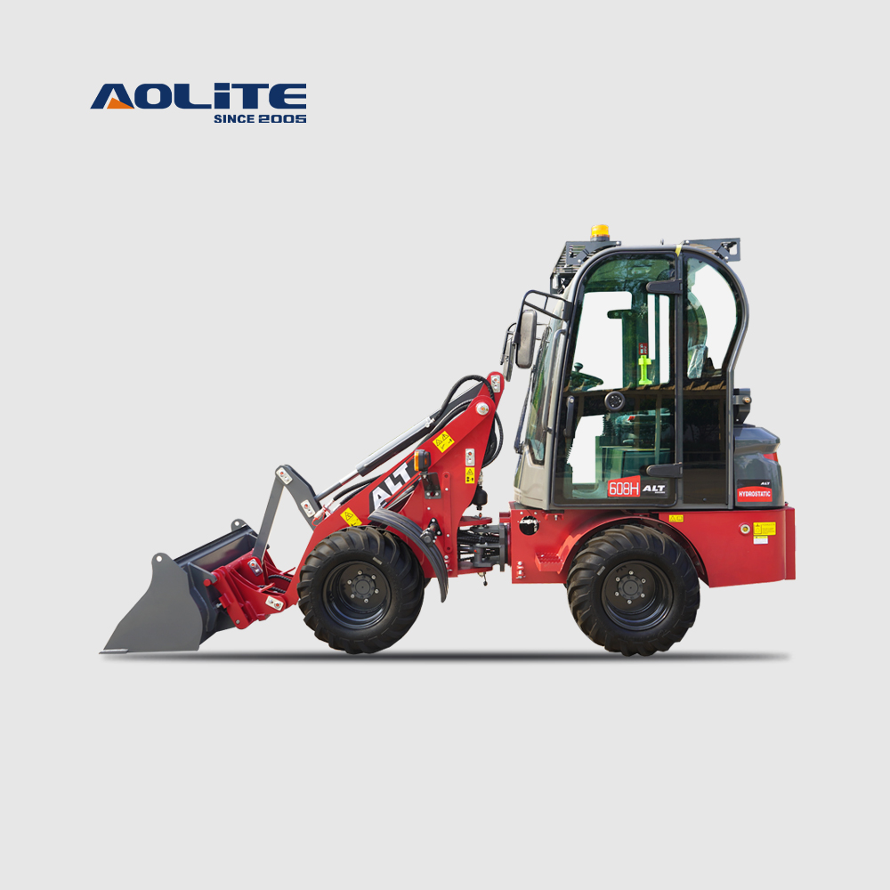 AOLITE 608H closed cabin CE certified wheel loader front end 4wd diesel mini wheel loader