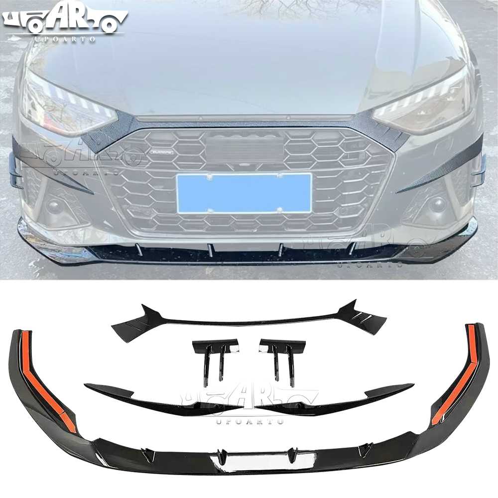 AR-AUDI-0136 Front Lip & Front Bumper Air Vent & Front Fog Light Eyelid & Front Grill Garnish for AUDI A4 S4 B9 Facelift 2020-2025