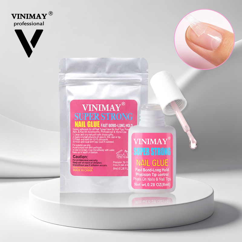 Vinimay Hızlı Kuruma Süper Güçlü Tırnak Tutkalı, Açık Pembe Sıvı, Uzun Süreli Tutma Sağlayan Tırnak Tutkalı (Yapıştırılabilir Tırnaklar / Tırnak Uçları / Elmaslar için)