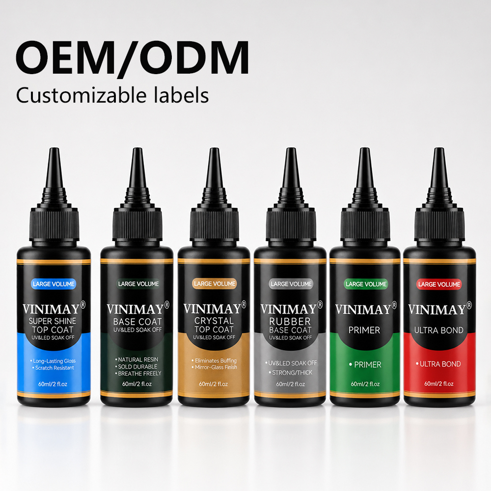 Vinimay 60 ml:n pakkausnailiprimeri, dehydraattori, naililiima, erinomainen tarttuvuus, mahdollisuus mukauttaa oma logo, ei tarvetta pyyhkiä päällystettä, päällystekerros, alustakerros kampaan
