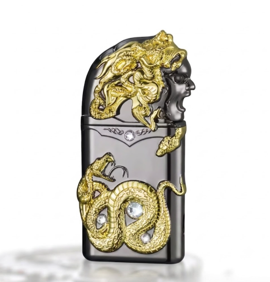 DB-276 Embossed Medusa Lighter Metal Double Fire Lighter Creative Direct Windproof Open Flame Conversion Cigarette Lighter